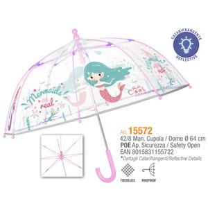 Mermaid transparent manual umbrella 42cm