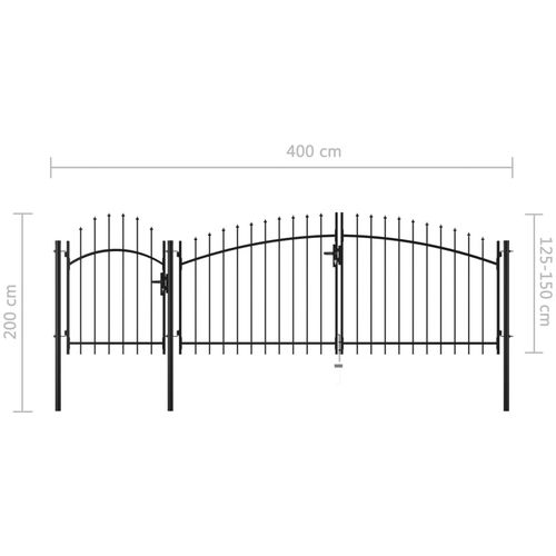 Vrtna vrata čelična 2 x 4 m crna slika 19