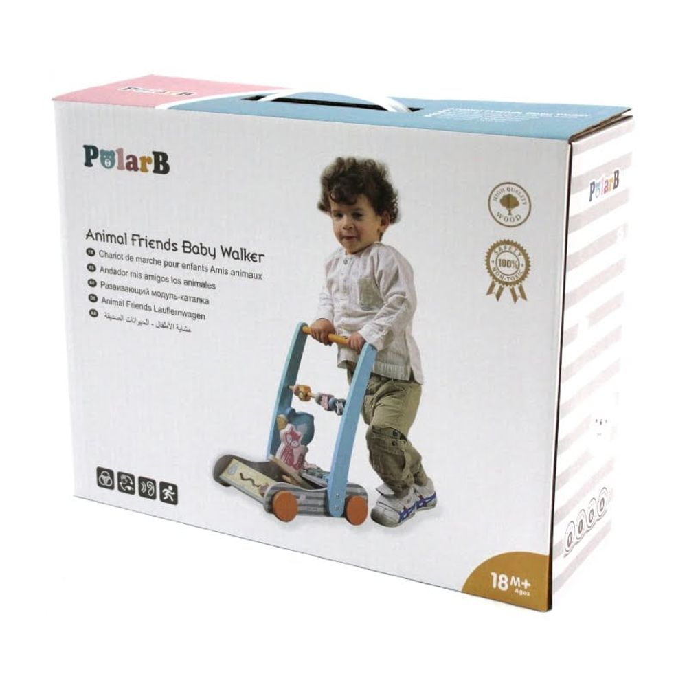 Viga PolarB Drvena guralica Animal Friends Baby Walker slika 6