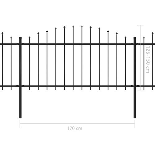 Vrtna ograda s ukrasnim kopljima (1,25-1,5) x 11,9 m čelična crna slika 5