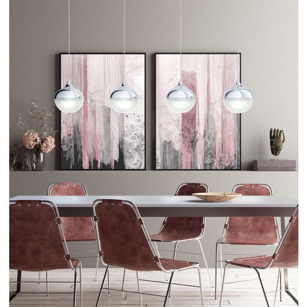 Eglo viseća lampa mioglia 1 e14 4x25w krom/granil bijelo, prozirno š:150mm v:110 slika 2