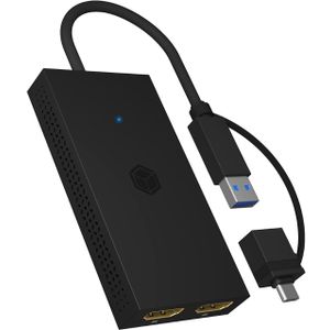 Icybox IB-SPL1029AC USB-C/A na dvostruki HDMI splitter (2k@60Hz/4k@30Hz)