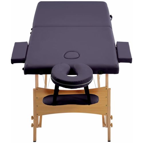 Sklopivi masažni stol s 2 zone drveni ljubičasta boja vina slika 11