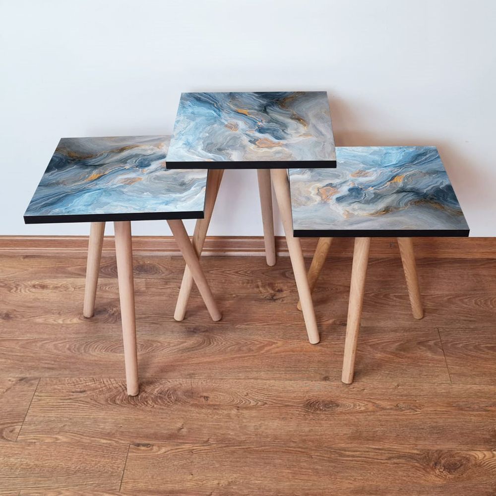 Nesting stolovi 3Shp178 - Set od 3 komada - boje: plava, siva, narandžasta, bijela slika 1