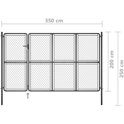 Vrtna vrata čelična 200 x 350 cm antracit slika 5