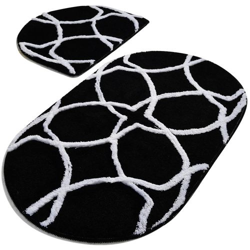 Bonne Oval - Black Multicolor Acrylic Bathmat Set (2 Pieces) slika 2