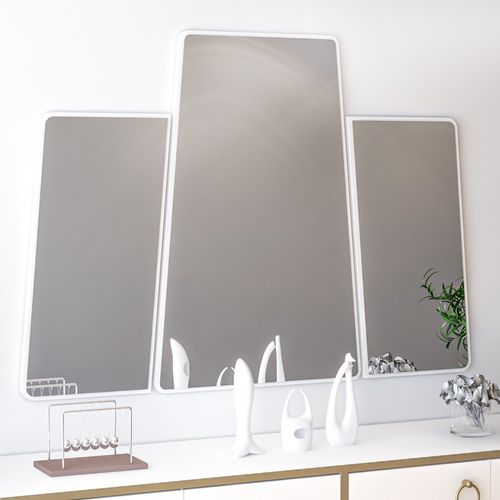 Forza Large - White White Decorative Chipboard Mirror slika 3