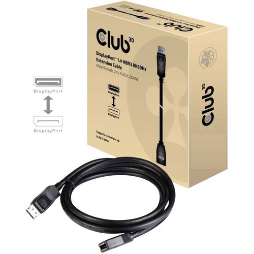 club3D DisplayPort produžetak DisplayPort utikač, DisplayPort utičnica 2.00 m crna CAC-1022  DisplayPort kabel slika 1