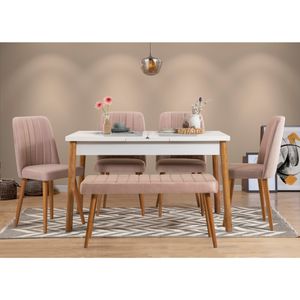 Santiago Atlantic-White Stone Set Sto i Stolice (6 Komada)