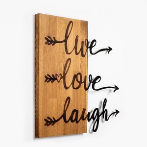 Wallity Ukrasni drveni zidni dodatak, Live Love Laugh - 369
