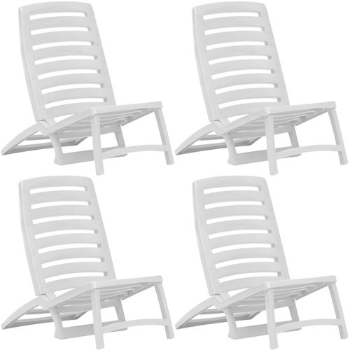 Sklopive stolice za plažu 4 kom plastične bijele slika 1