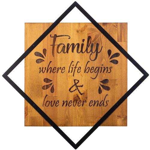Family Where Life Begins
Love Never Ends Walnut
Black Decorative Wooden Wall Accessory slika 2