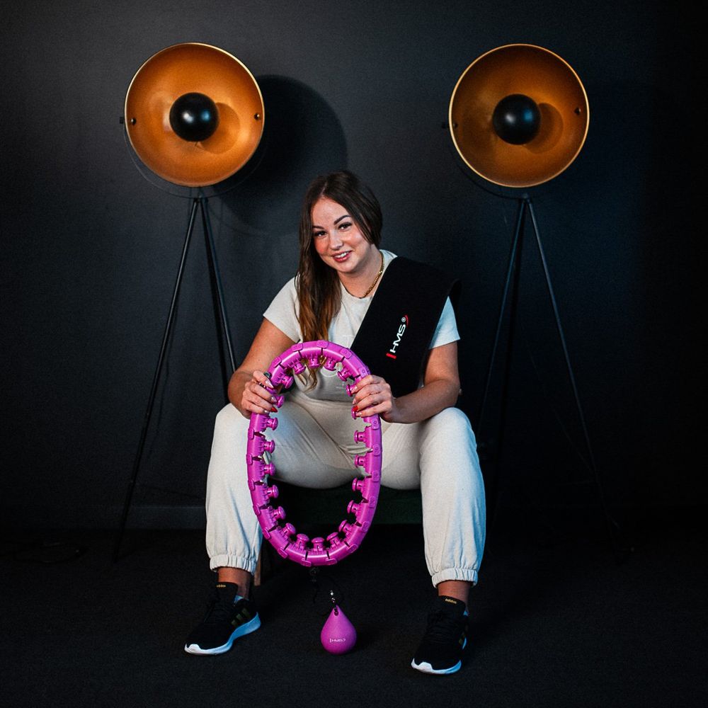 Set hula hoop hhw12 ljubičast s utegom hms + podrška za struk br163 crni plus veličina slika 7
