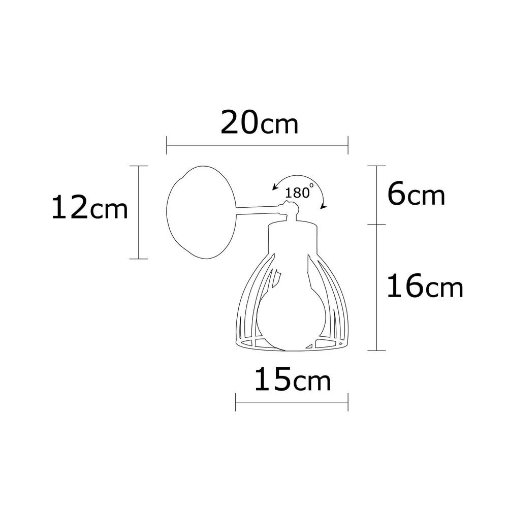 Kemah - N-1238 Crna i Brončana Zidna Lampa slika 5