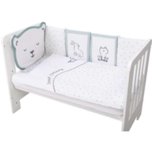 Komplet 3u1: dječji krevetić FreeOn Lory s madracem i 10-djelnom posteljinom medo mint slika 2