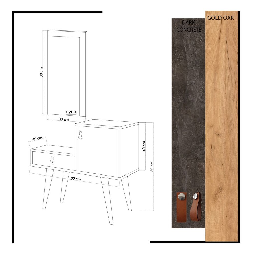 Janna Oak Tamno Siva Hall Stand slika 5