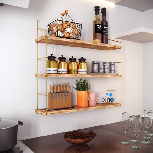 3'lü Duvar Rafı, Kitaplık Gold
Brown Wall Shelf slika 1