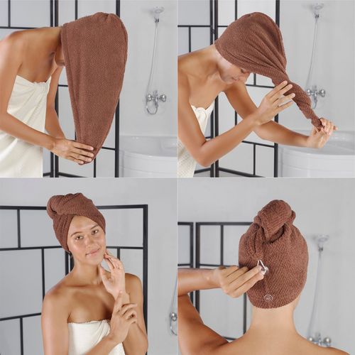 Bone - Brown Brown Hair Towel Set (2 Pieces) slika 1
