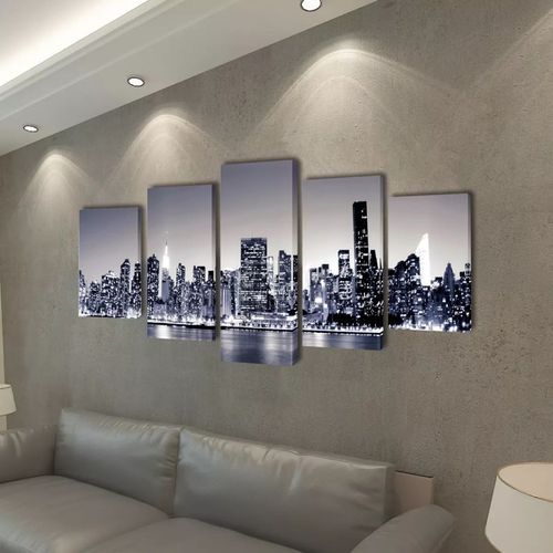 Monokromatski set slika na platnu panorama New Yorka 100 x 50 cm slika 15