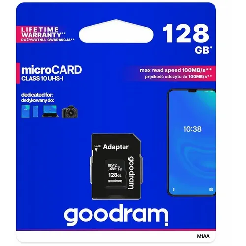 Memorijska kartica GOODRAM microSD SD 128GB CLASS 10 UHS I 100MB/s s adapterom slika 1