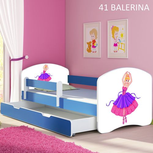Dječji krevet ACMA s motivom, bočna plava + ladica 140x70 cm - 41 Balerina slika 1
