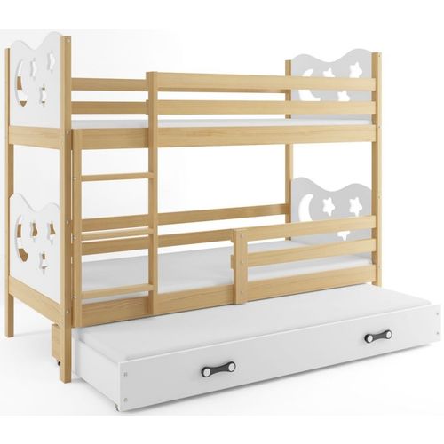 Drveni dječji krevet na kat Max s tri kreveta - 160x80cm - svijetlo drvo-bijeli slika 2