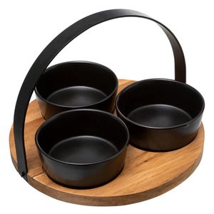 Secret de Gourmet set za posluživanje x3 metal/drvo acacia crna 176922