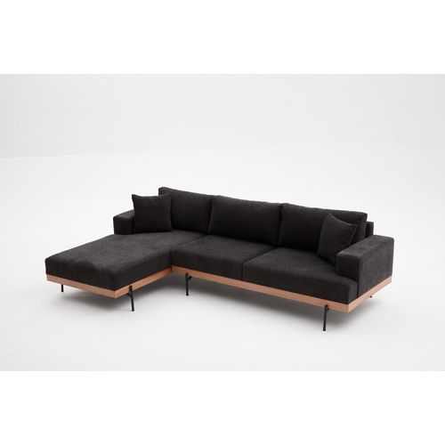 Atelier Del Sofa Kutna garnitura, Antracit Crno, Liva Left - Anthracite, Copper slika 9