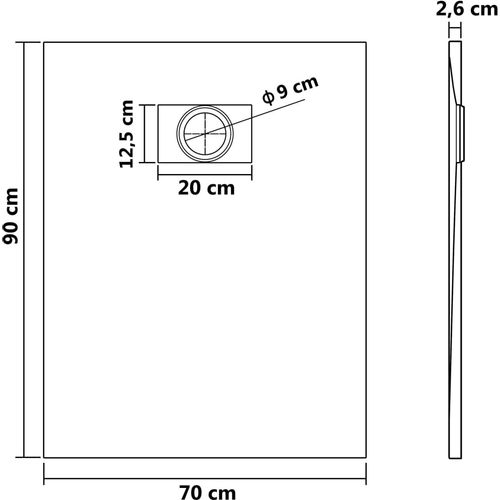 Kada za tuš SMC crna 90 x 70 cm slika 6