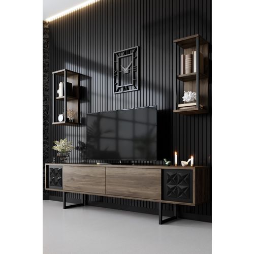 Woody Fashion Komoda za TV, Black Line - Walnut, Black slika 1