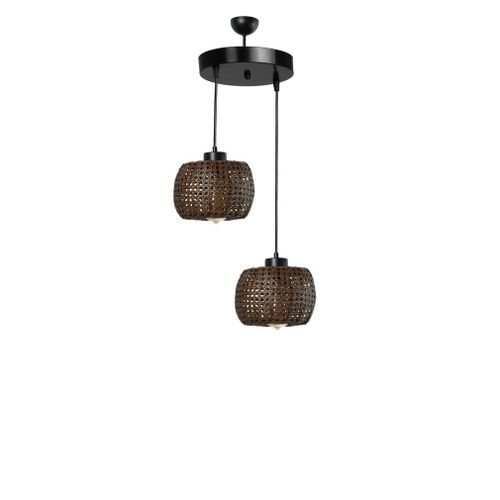 Tıger 2 Li Tepsili Ceviz Rattan Sarkıt Bronze Chandelier slika 1