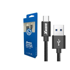 Xwave Kabl USB Tip C  muški na Tip A   muški  2M   3A, PVC crni pleteni