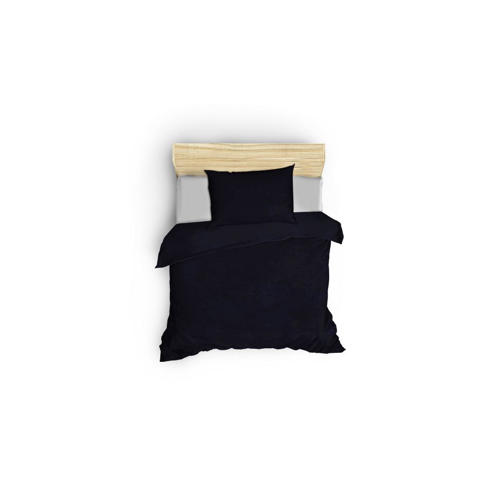 Elegantni set navlaka za pokrivač od satena - tamnoplavi slika 2