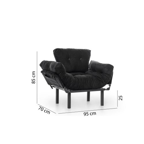 Atelier Del Sofa Fotelja, Crno, Nitta Single - Black slika 13