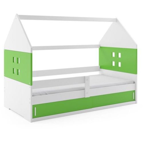 Drveni dečiji krevet Domi 1 sa prostorom za odlaganje - 160x80 cm - zeleni - beli slika 2