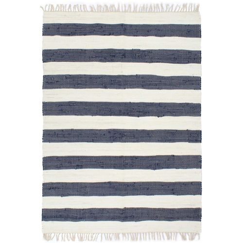 Ručno tkani tepih Chindi od pamuka 120 x 170 cm plavo-bijeli slika 19
