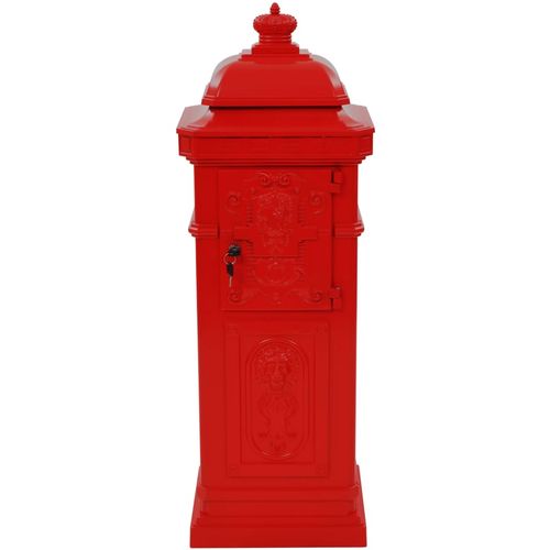 Poštanski sandučić sa stupom u vintage stilu nehrđajući crveni slika 16