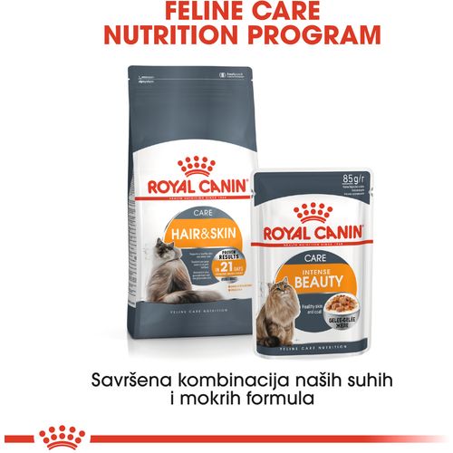 ROYAL CANIN FCN Hair & Skin, uravnotežena potpuna hrana za odrasle mačke, za njegu i nutricionističku potporu dlake i kože, 2 kg slika 3