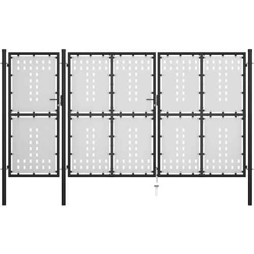 Vrtna vrata čelična 400 x 150 cm crna slika 1