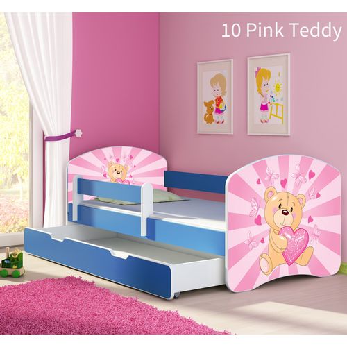 Dječji krevet ACMA s motivom, bočna plava + ladica 160x80 cm 10-pink-teddy-bear slika 1