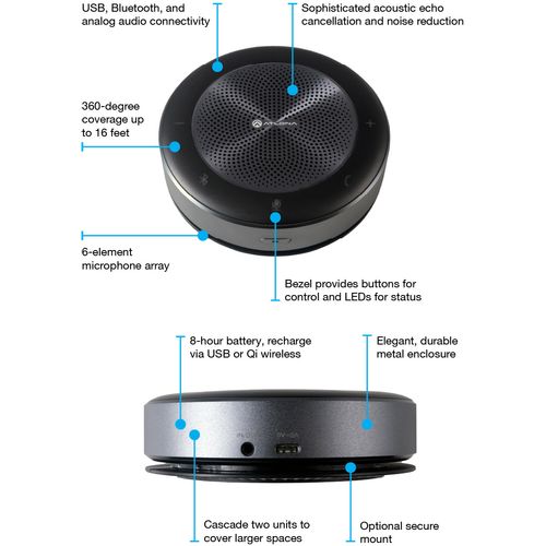 Atlona Captivate™ USB/Bluetooth konferencijski zvucnik, 360° slika 4