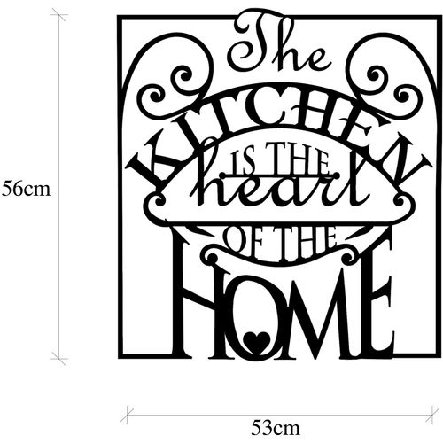 Wallity The Kitchen Is The Heart Of The Home Black Decorative Metal Wall Accessory slika 5