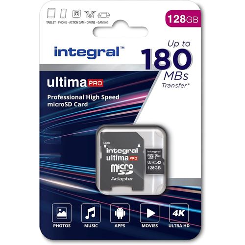 Integral Micro SD kartica 128GB 4K, brzina čitanja 180MB/s, pisanja 90MB/s, MicroSDXC A2 C10 U3 UHS-I V30 slika 4