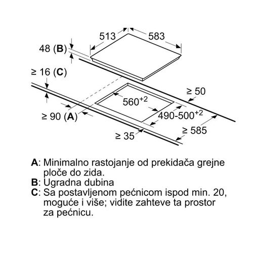 Bosch PKN645FP2E Serija 6 ugradna staklokeramička ploča, senzorsko upravljanje - DirectSelect, dve proširive zone, širina 60 cm, Inox okvir slika 5