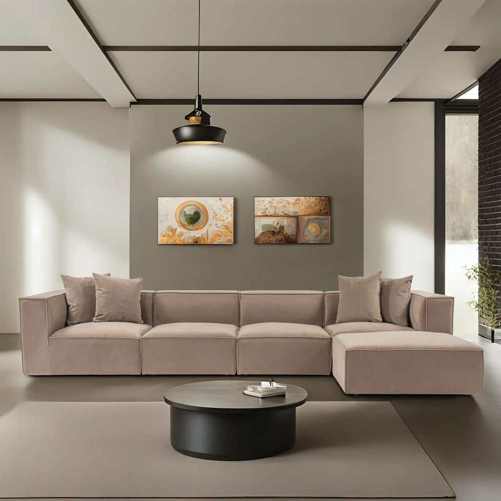 Sora (L1-O1-O1-1R-POUFFE) - Ugao Sofa Cappucino Boje slika 1