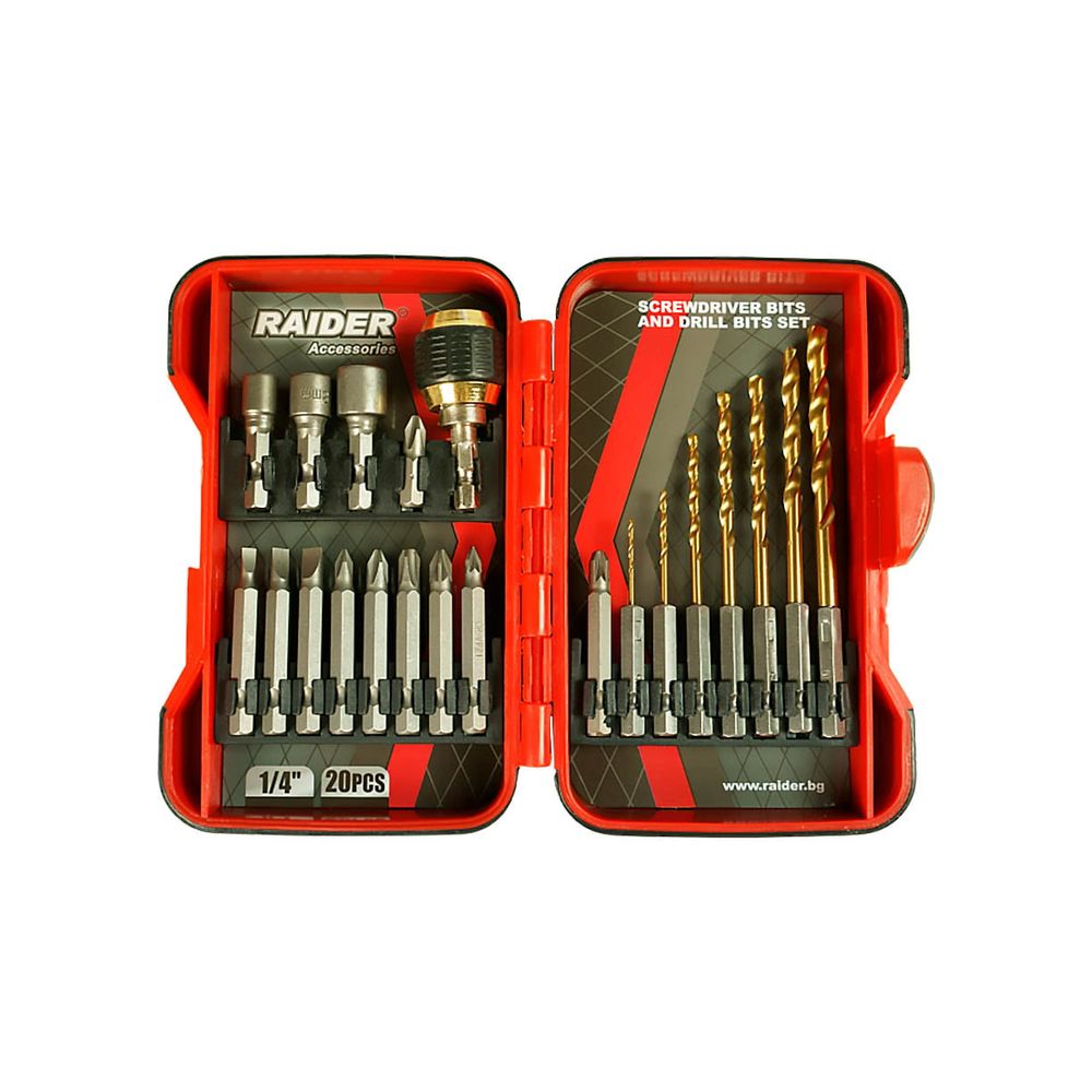 RAIDER Set bitova i burgija - 1/4" - 20 kom. slika 1