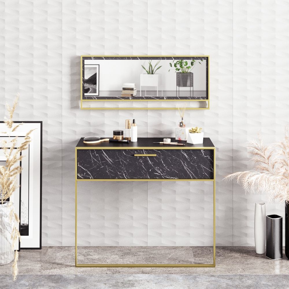 Polka Aynalı - Crni Zlato Crni Sideboard slika 2