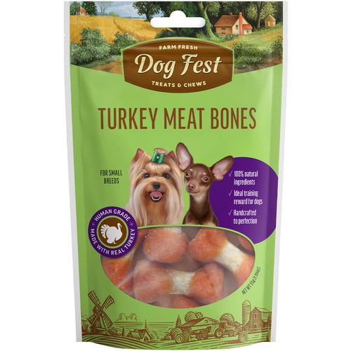 Dog Fest Turkey Meat Bones, Small, poslastica za pse malih pasmina s puretinom, 55 g slika 1