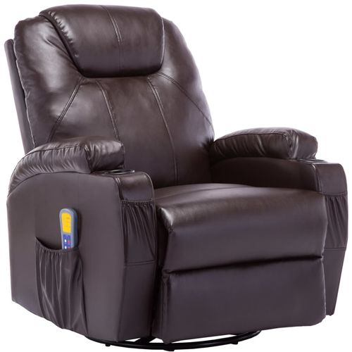 Električna ljuljajuća fotelja za masažu od umjetne kože smeđa slika 19