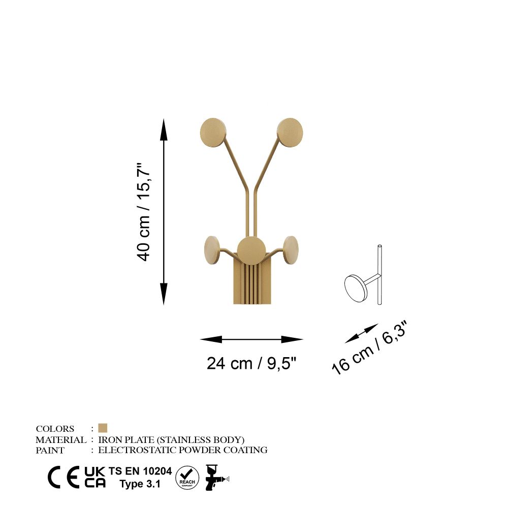 Metal wall hook Giraffe-A, colour: gold slika 6